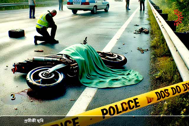 যুবকের লাশ ও মোটরসাইকেল