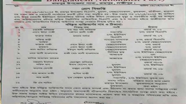 নেতা কর্মী বহিষ্কার