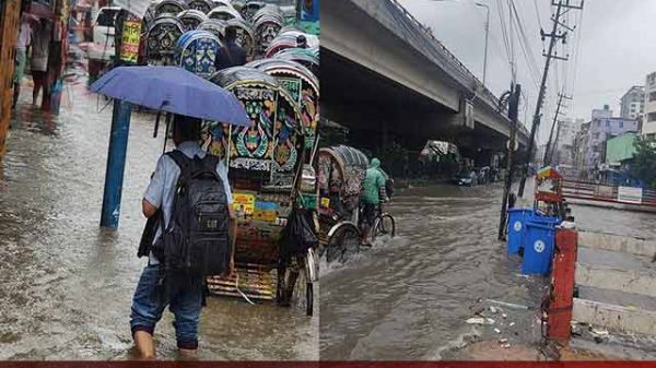 চট্টগ্রামে টানা বৃষ্টিতে জলাবদ্ধতা, বিপর্যস্ত জনজীবন